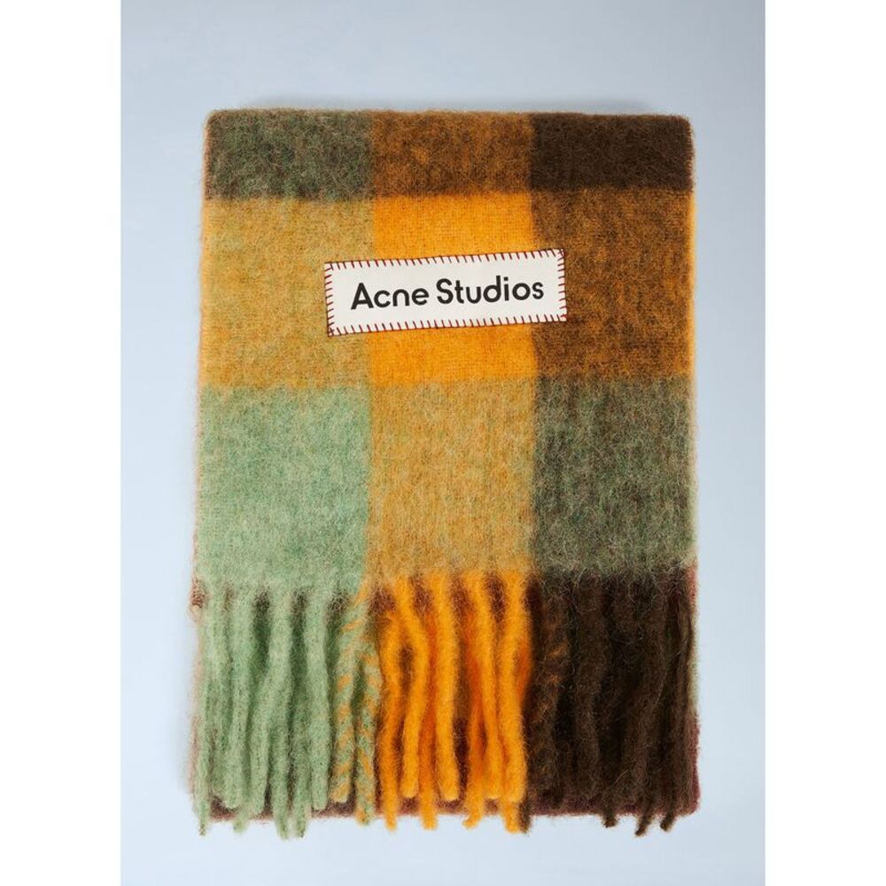 Acne Studios Men Fringed Check Scarf